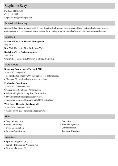 sample resume example