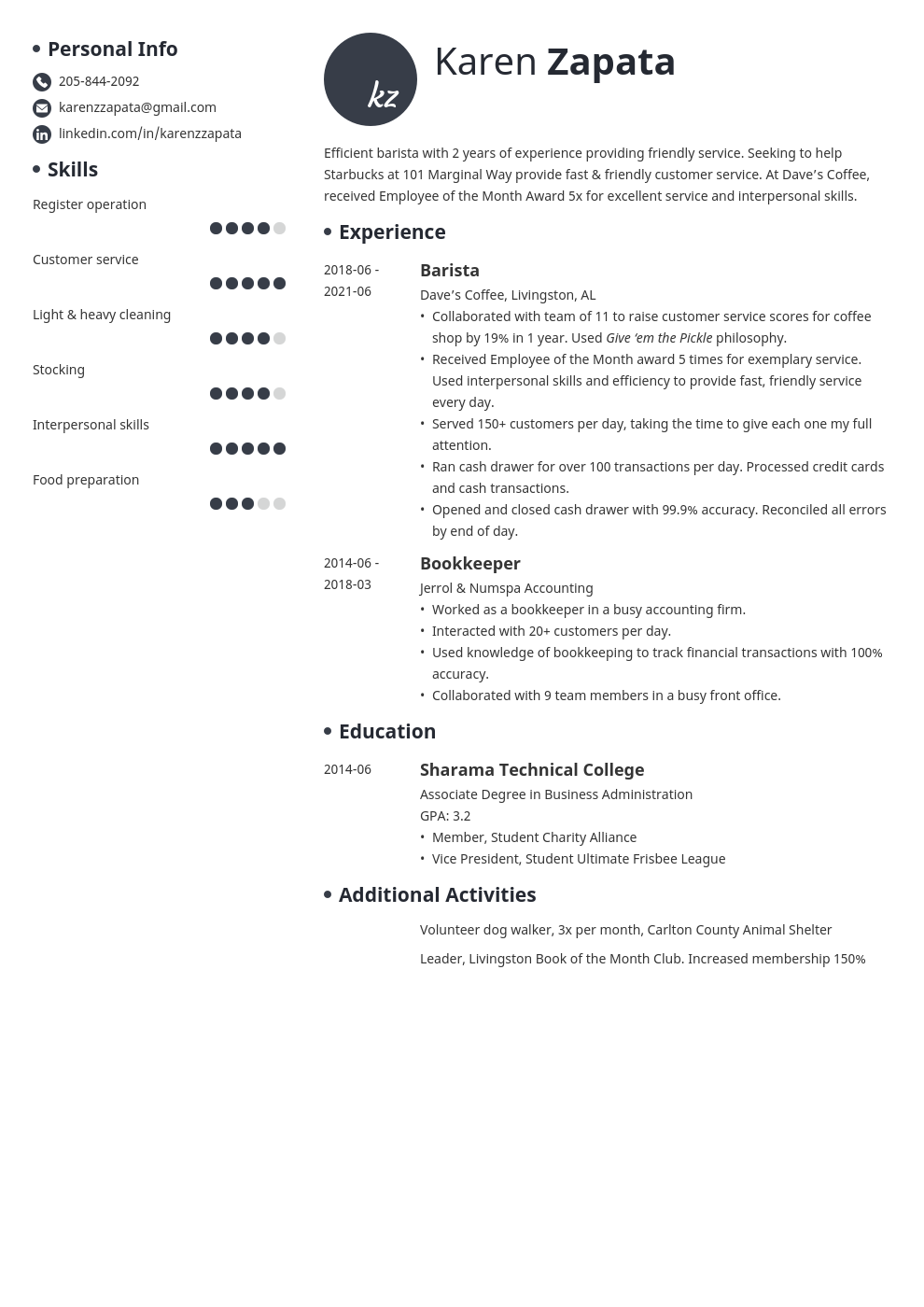 Starbucks Resume Examples And Guide 10 Tips 