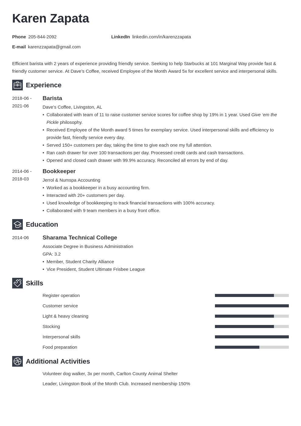 Starbucks Resume Examples And Guide 10 Tips 