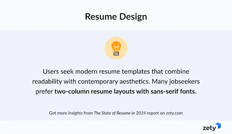 jobseekers prefer modern resume templates based on data from zety.com