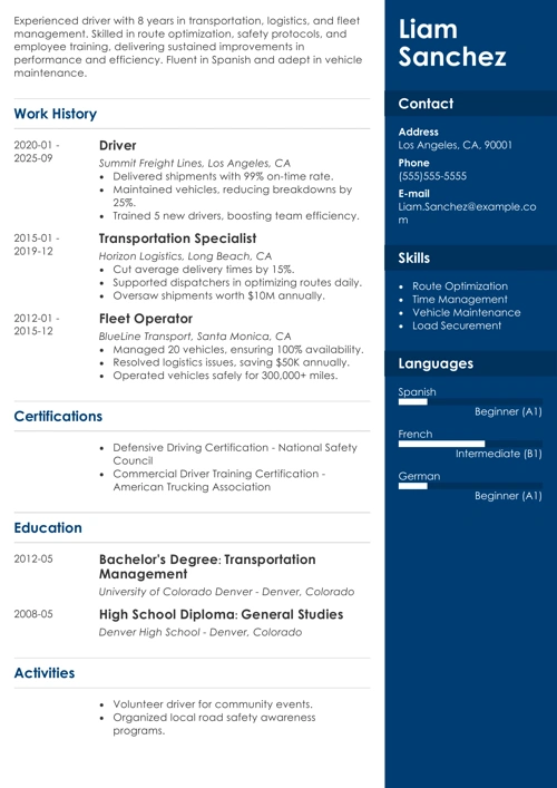 sample resume example