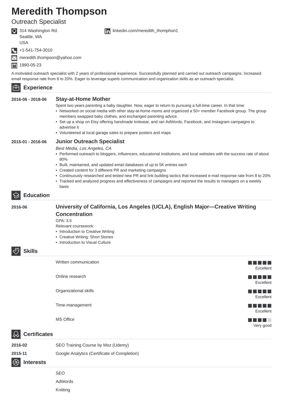 Free Stay At Home Mom Resume Template