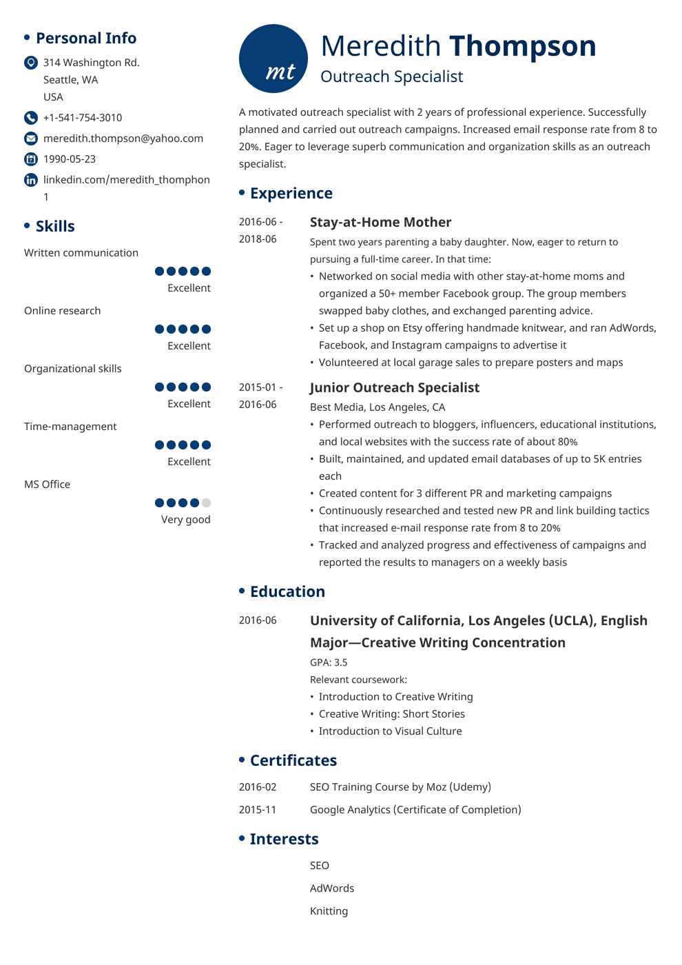 Stay At Home Mom Resume Sample And Writing Guide 20 Examples