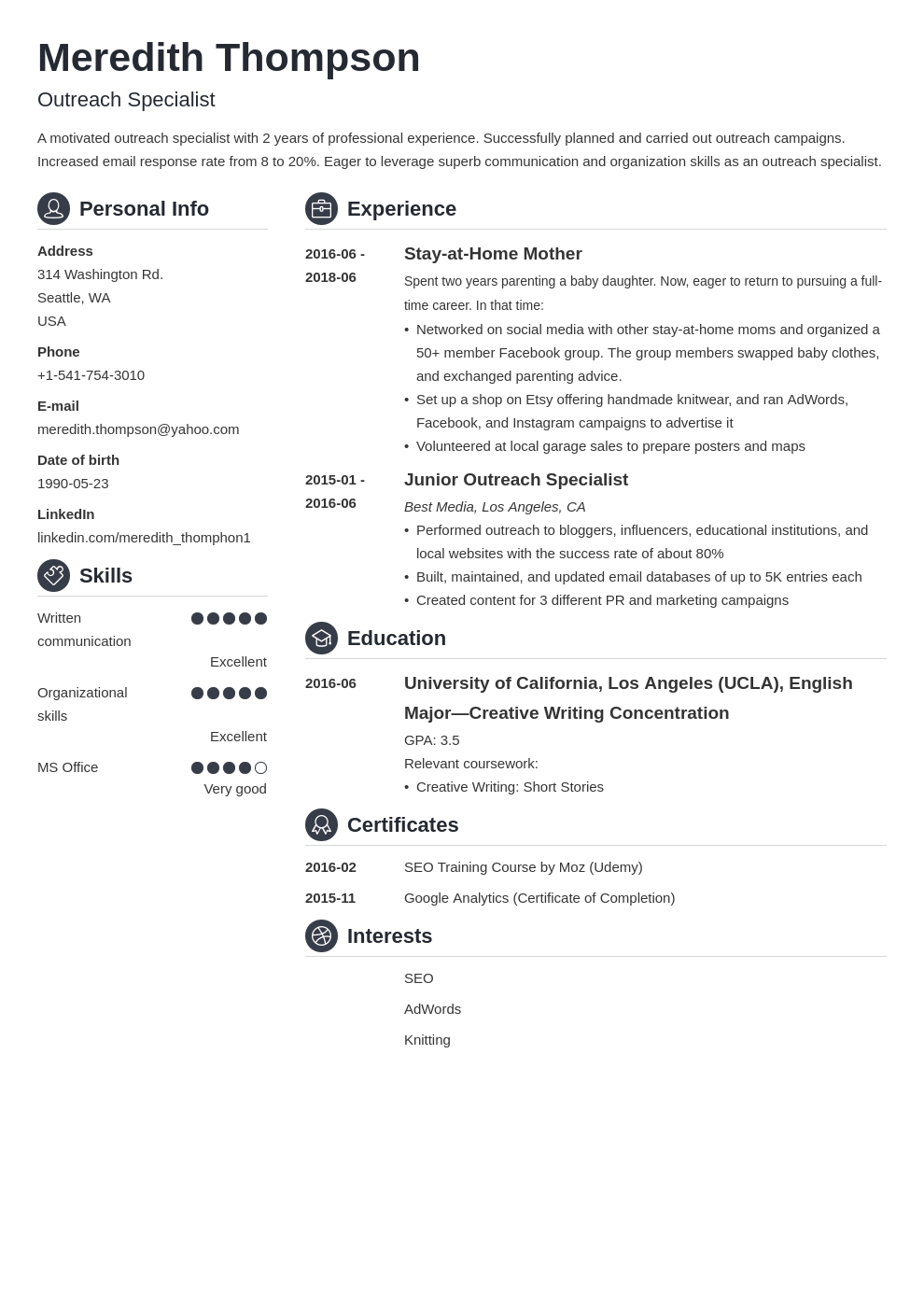 stay at home mom resume example template crisp