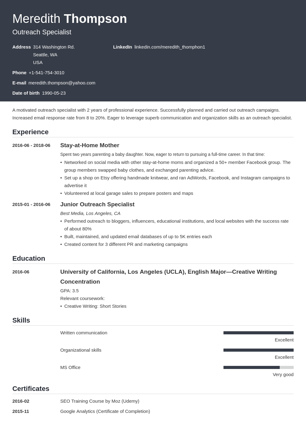 stay at home mom resume example template influx