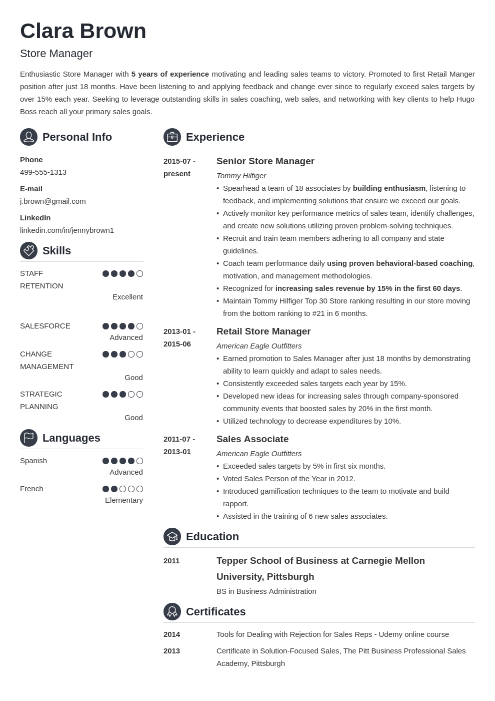 Store Manager Resume Examples [+Job Description & Skills]