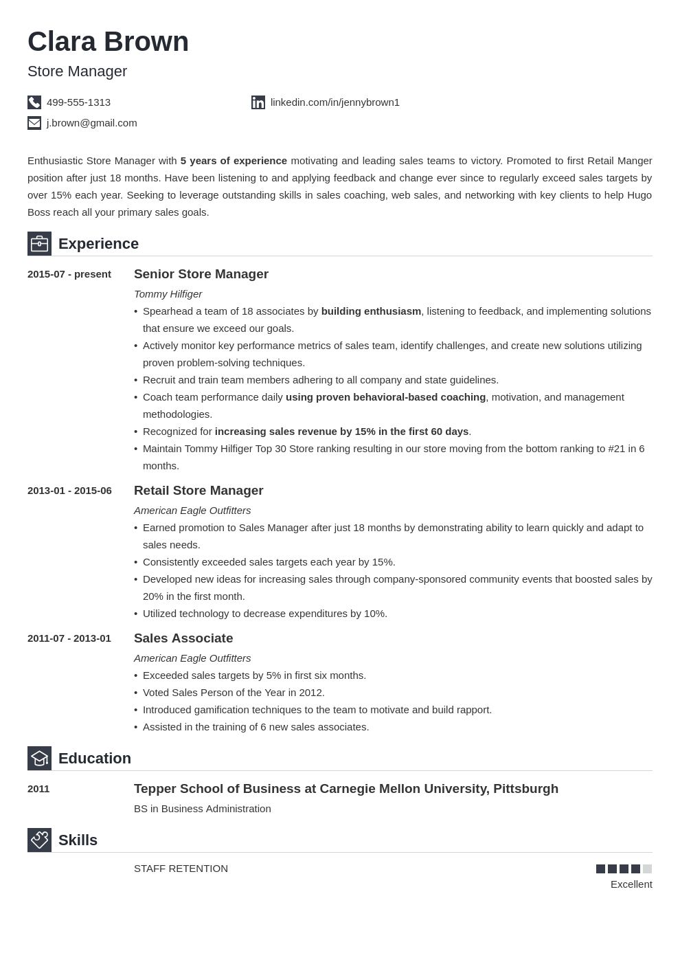 retail sales manager resume examples