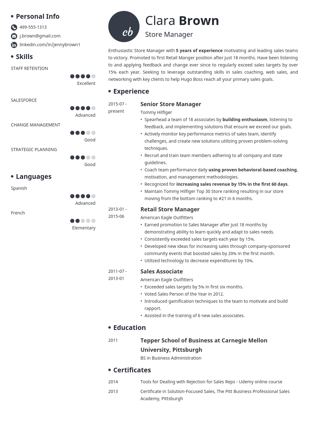 Store Manager Resume Examples [+job Description & Skills]