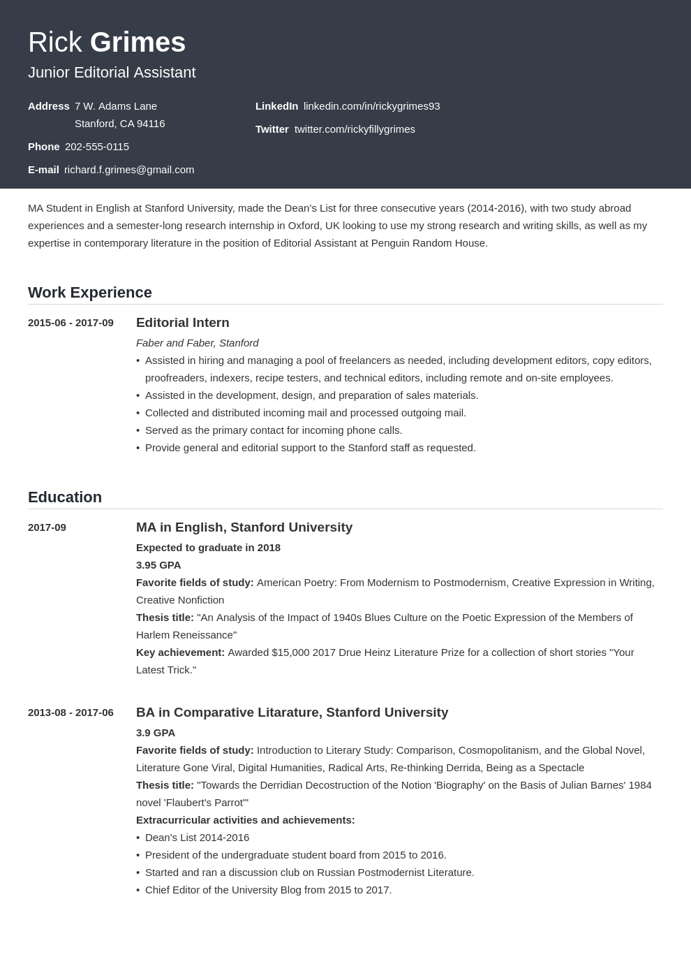 to write a cv for a student
