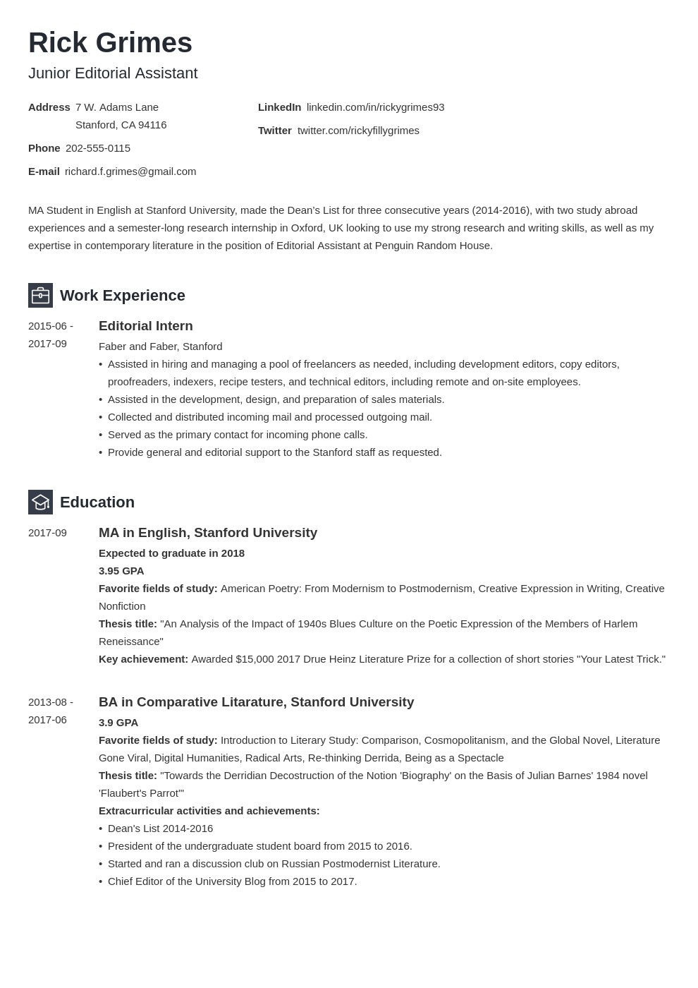 student resume examples no experience