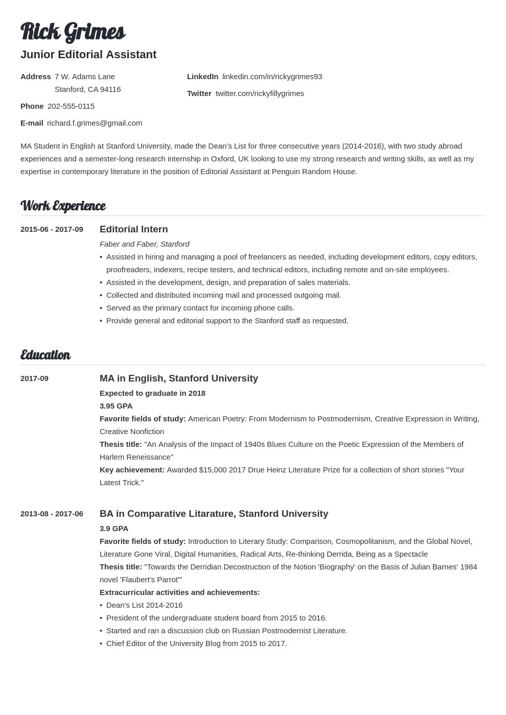 Student Resume Examples Templates For All Students