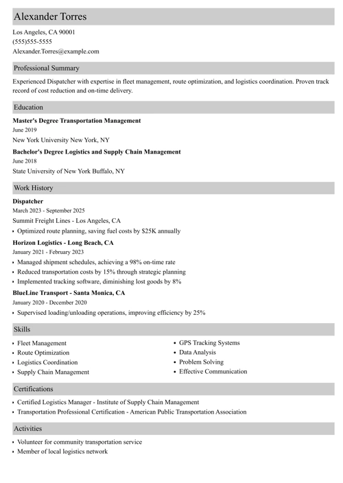 sample resume example