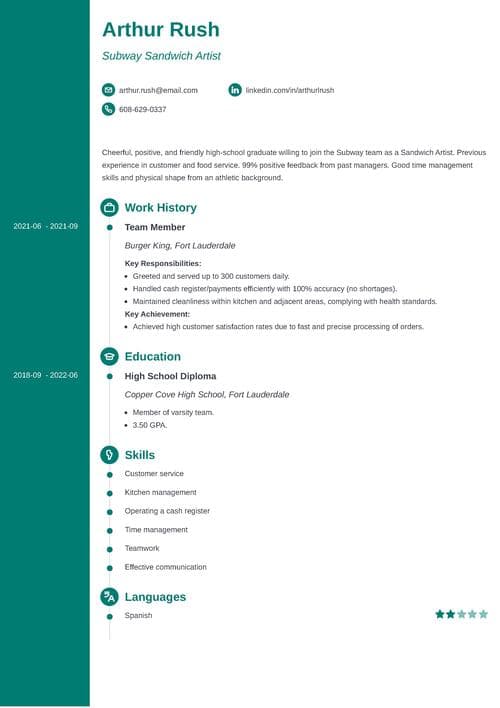 Subway Resume: Examples of Top Skills, Sample, & Tips