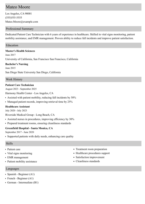 sample resume example