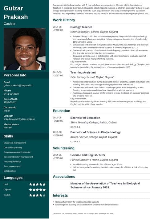 Summary for Resume Example