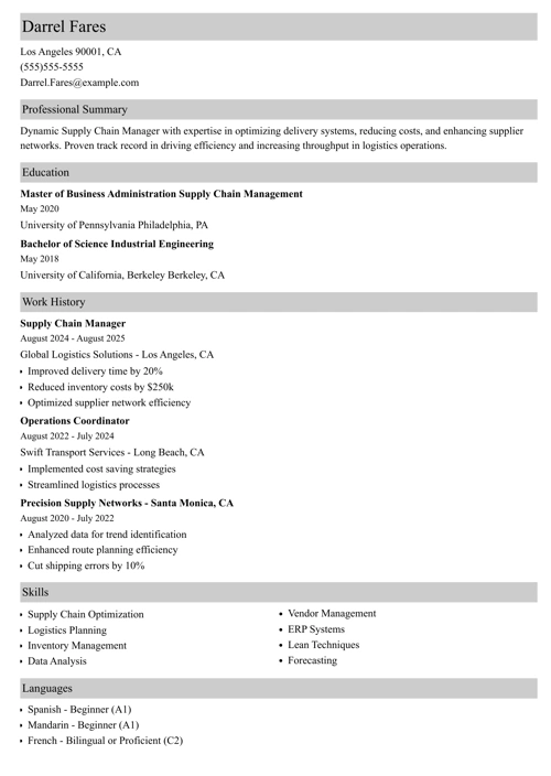 sample resume example