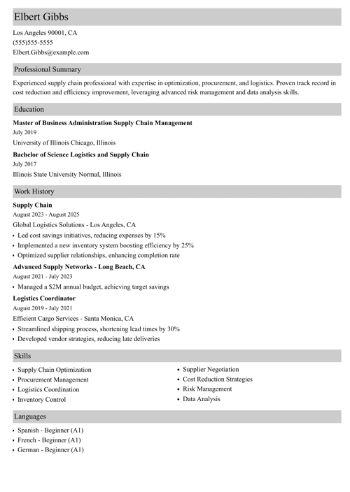 sample resume example