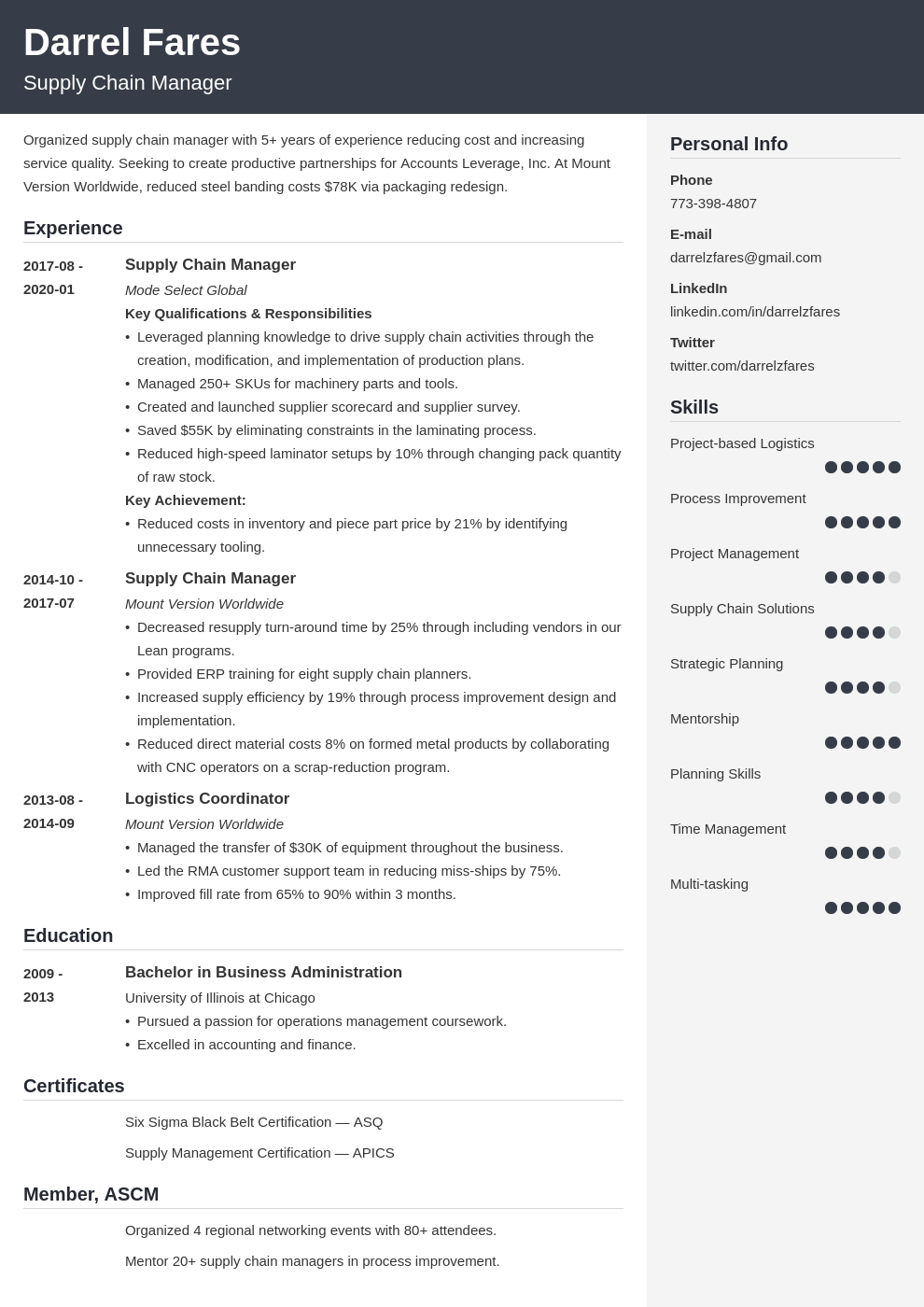 Supply Chain Manager Resume Examples And Writing Guide