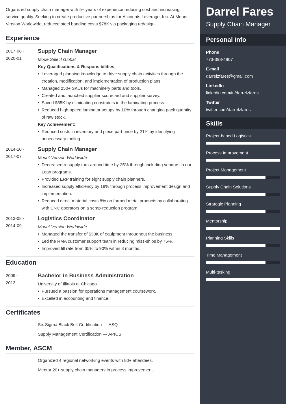 supply chain manager resume example template enfold