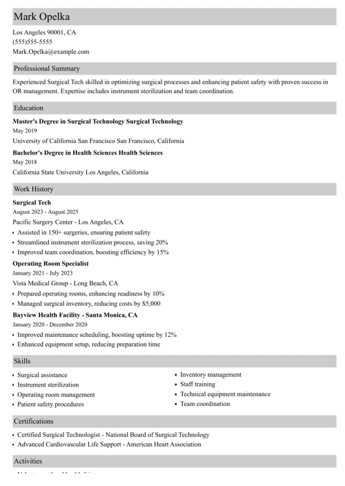 sample resume example