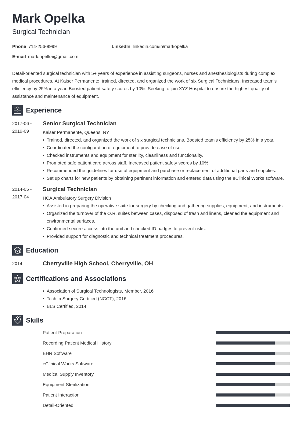 surgical tech resume example template newcast