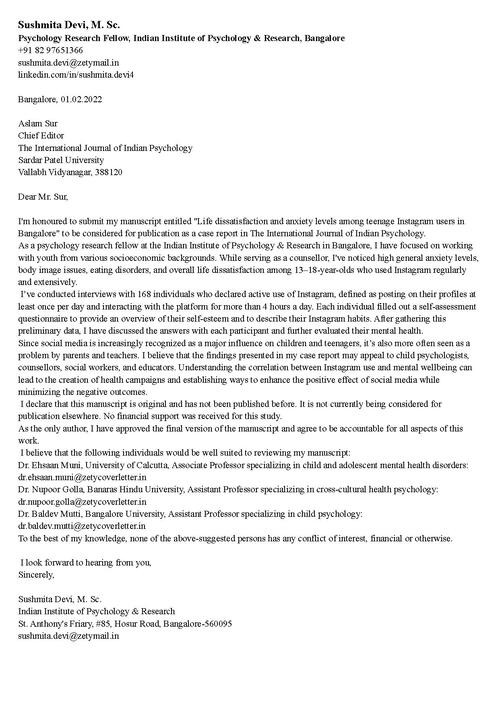 cover letter for article submission examples