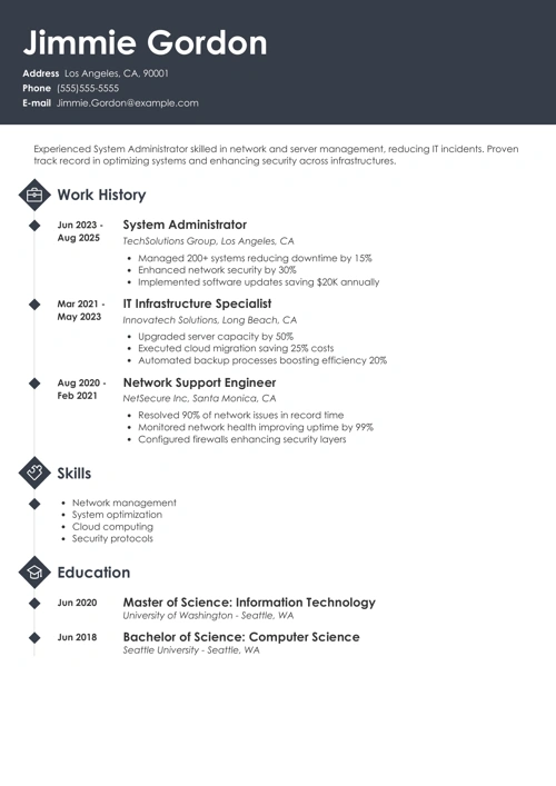 System administrator resume example