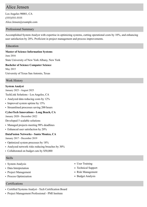 sample resume example