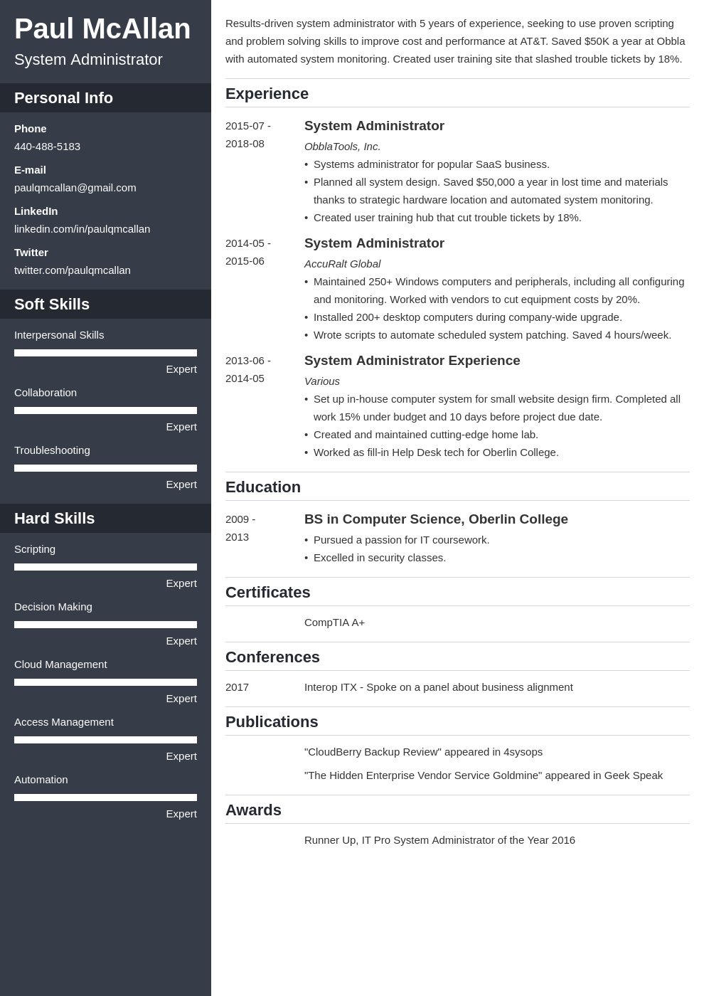 system administrator resume example template cascade