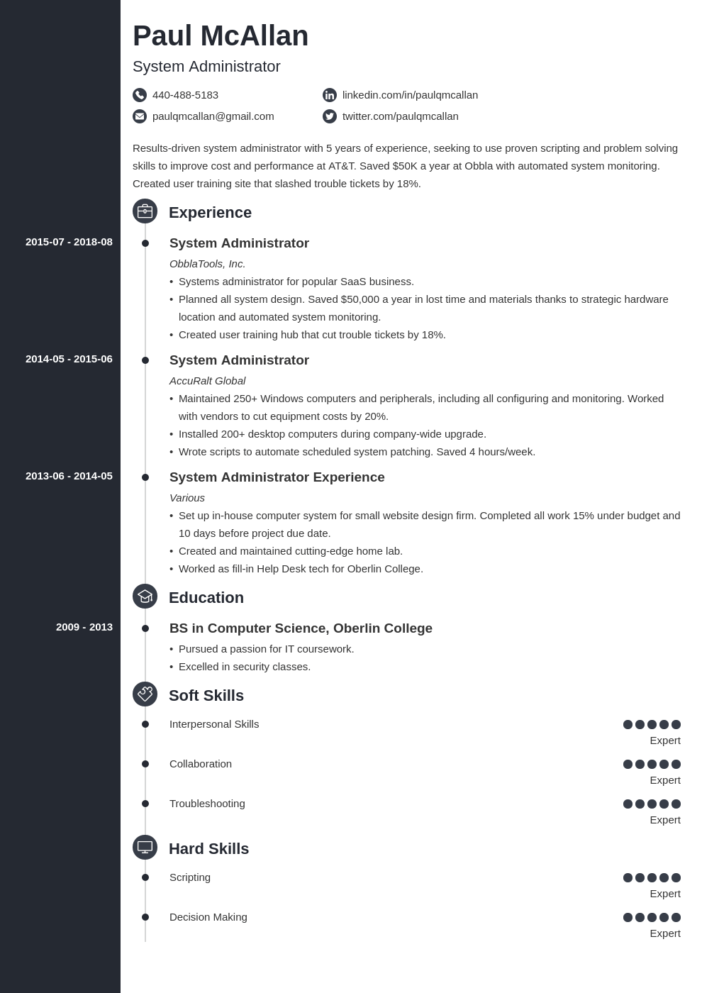 system administrator resume example template concept