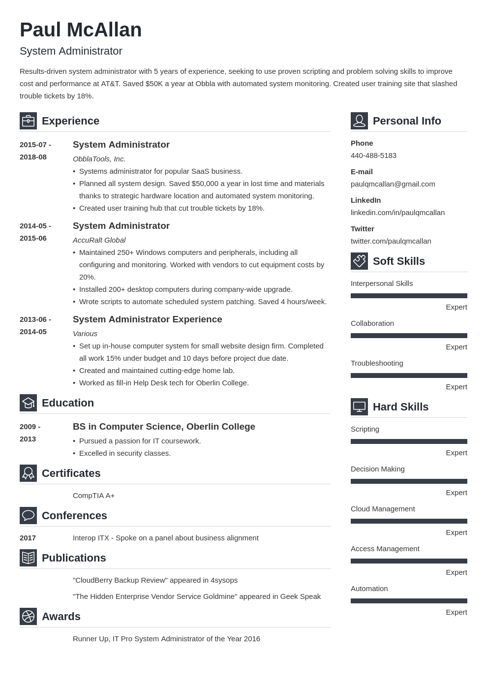 system administrator resume example template vibes