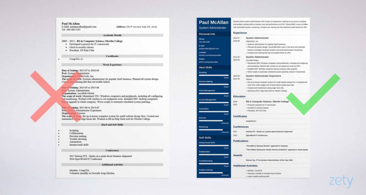 top resume templates for system administrator