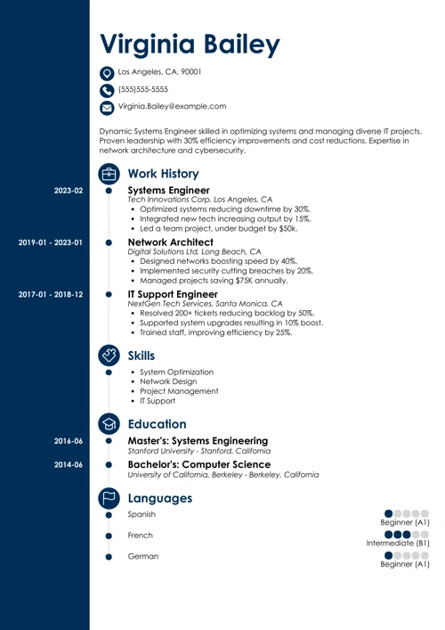 systems engineer resume example