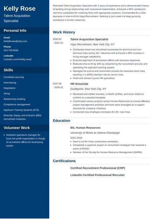 talent acquisiton resume example