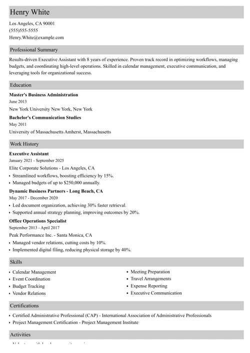 sample resume example