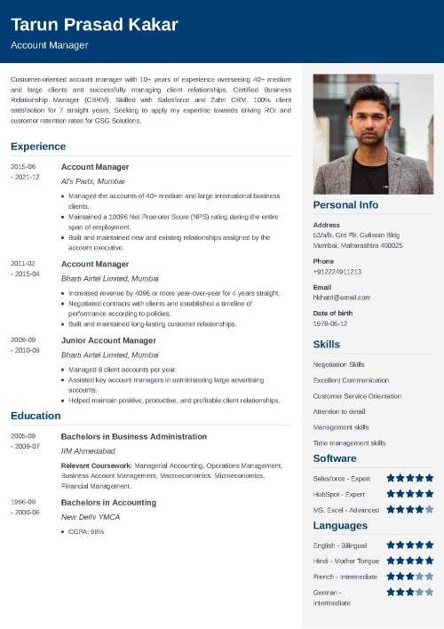 account manager resume example