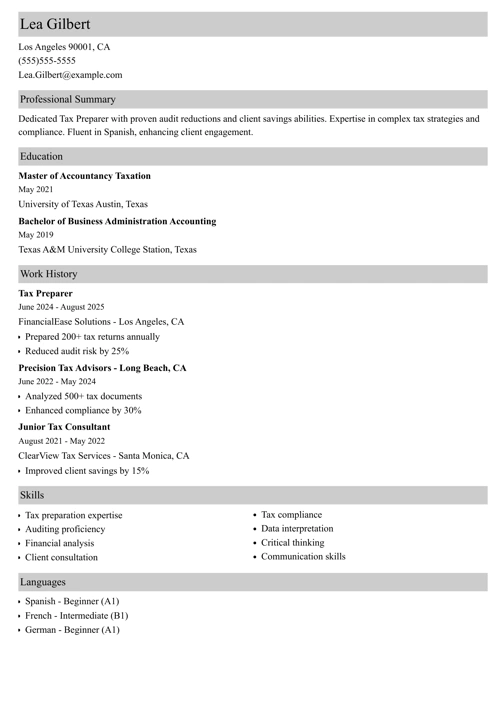 sample resume example