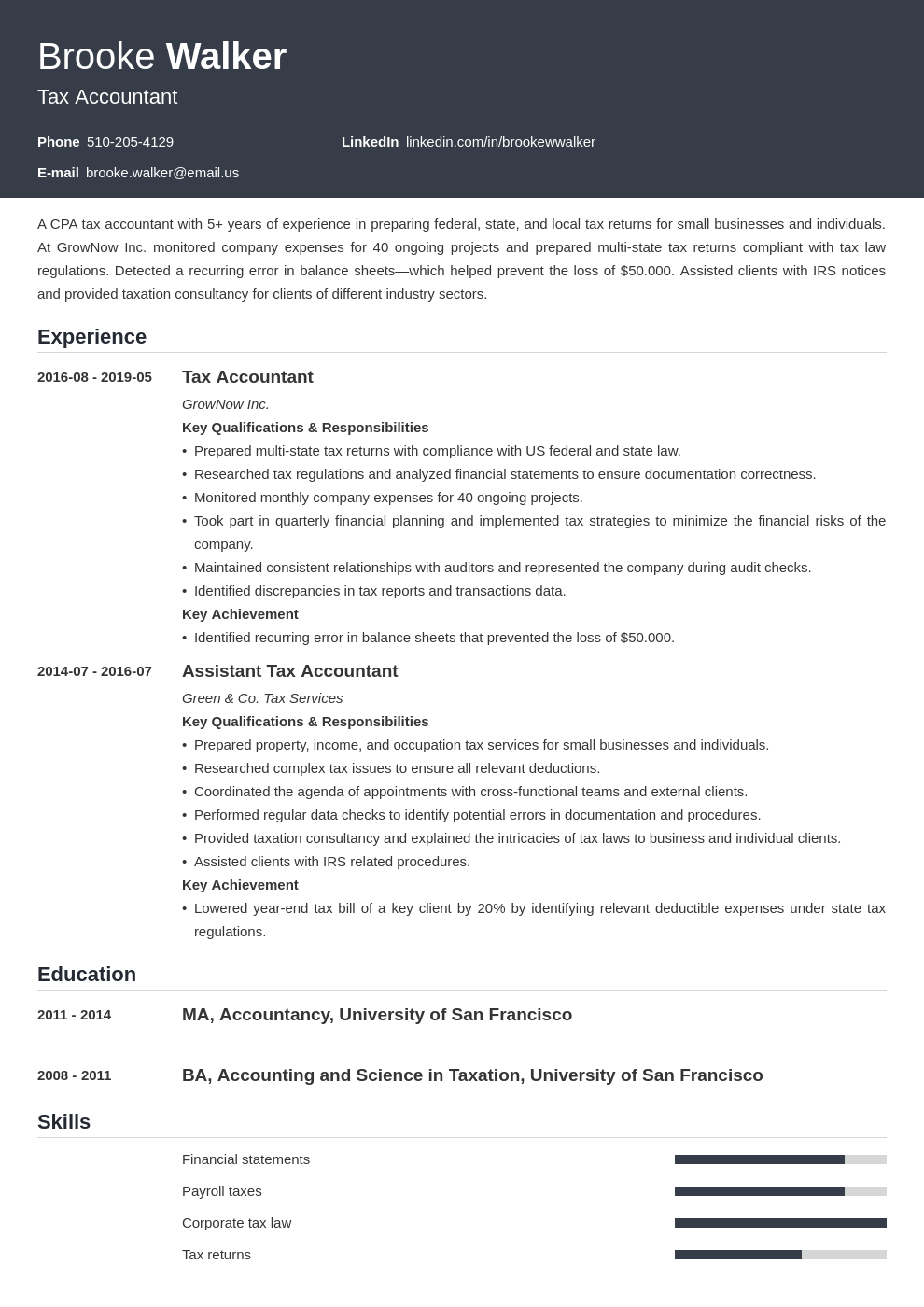 tax accountant resume example template influx