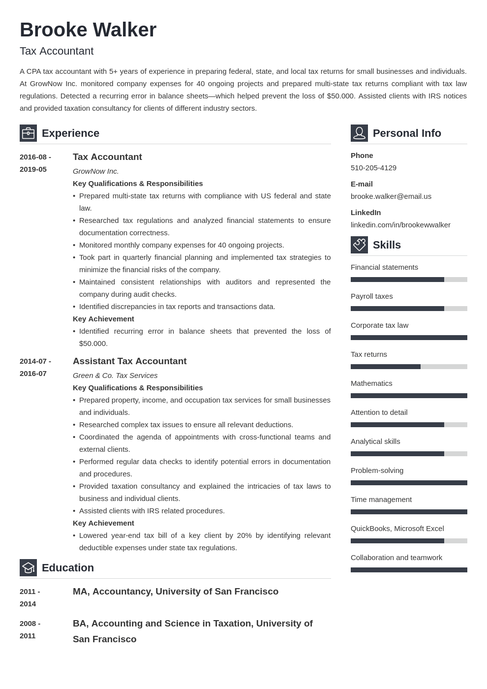 tax accountant resume example template vibes