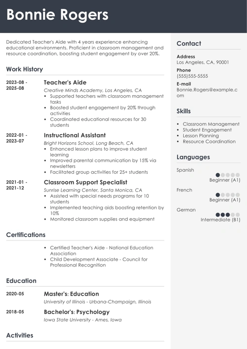 sample resume example