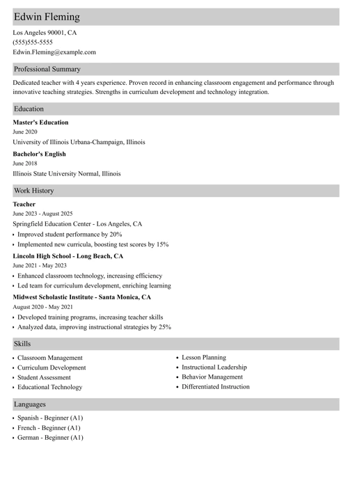 sample resume example