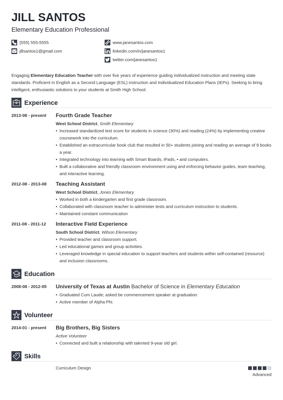 Teacher Resume Examples 18 (Templates, Skills & Tips)