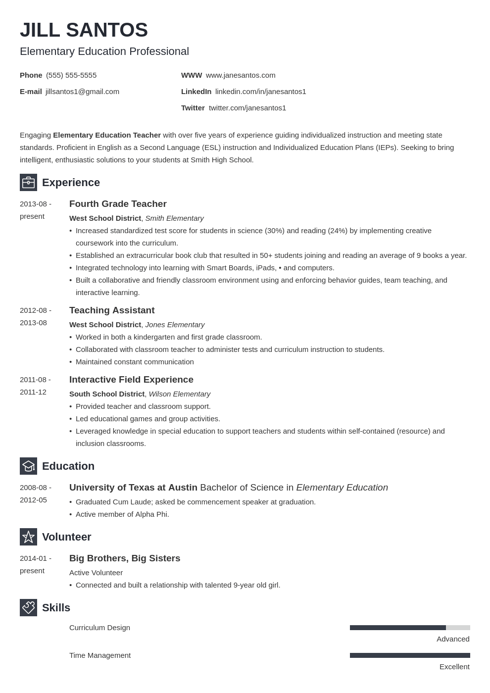 teacher resume template newcast