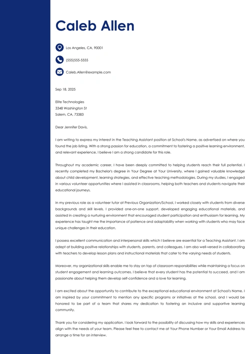 sample cover letter example