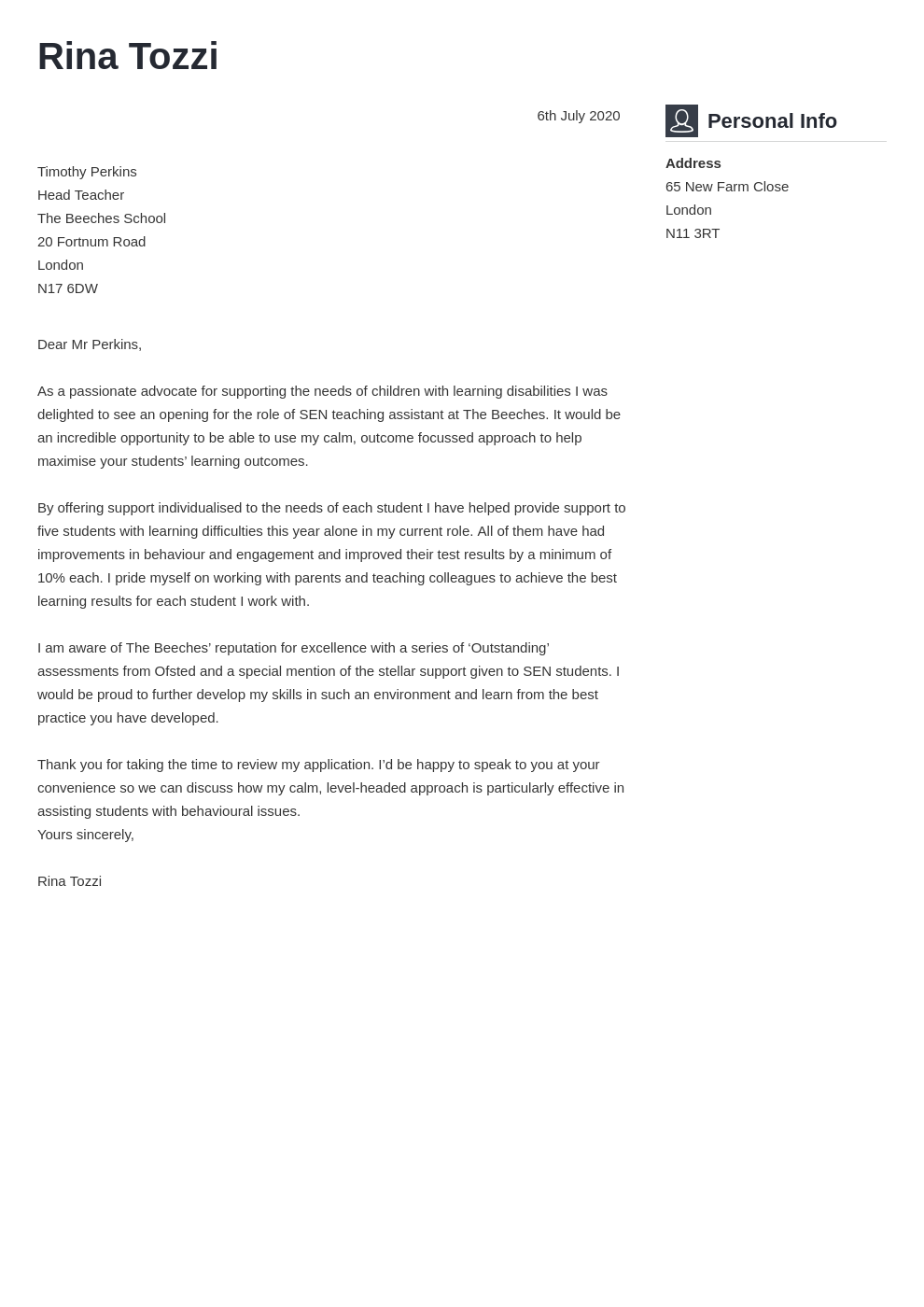 cover letter for university teaching assistant