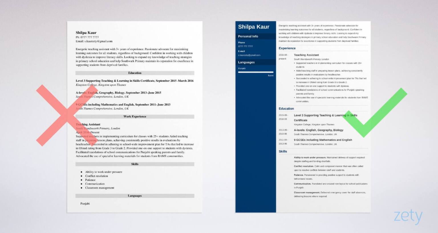 teaching assistant cv templates