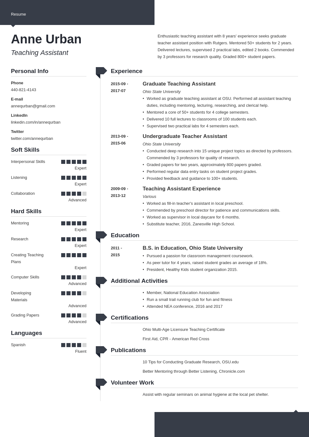 teaching assistant resume example template modern