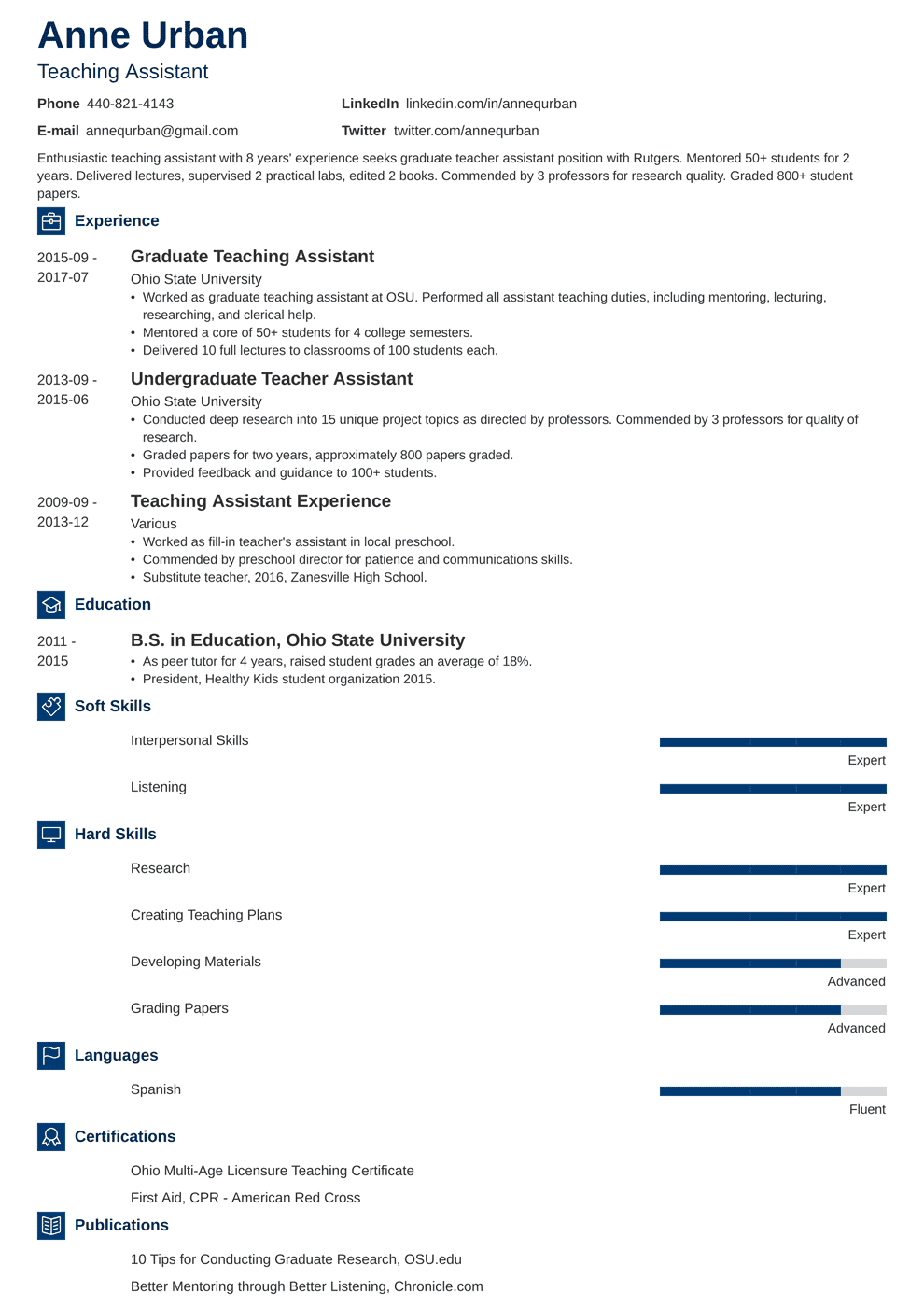 Teaching Assistant Resume Sample Job Description 9 Tips