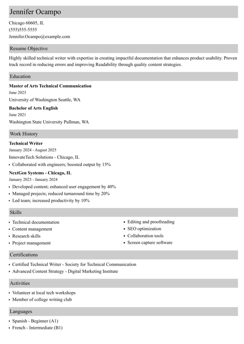 sample resume example