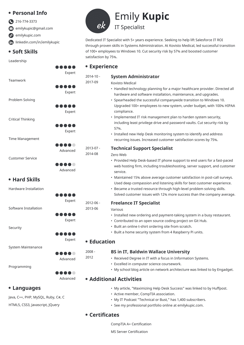 resume template tech